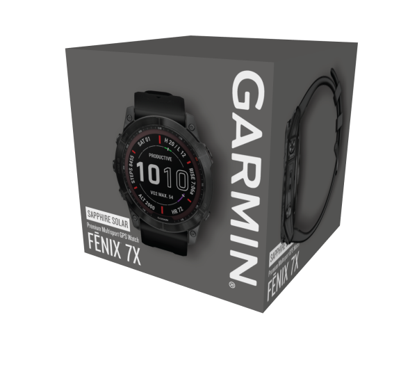 GARMIN Fenix 7X Sapphire Solar, Schwarzes DLC-Titan mit schwarzem Armband, 51mm (010-02541-23)